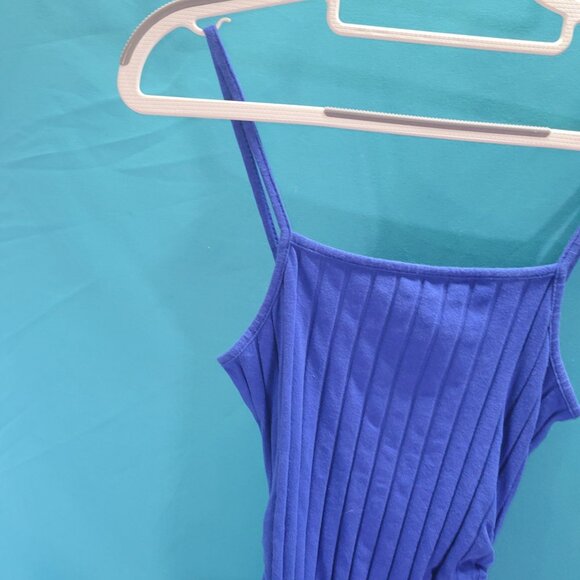 Shein Youth 11-12 Blue Ribbed Knit Dress With Side Ruched Detailing & Spaghetti - Picture 8 of 14